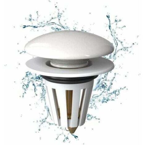 Tappo per lavandino 1 pezzo, tappo per lavandino pop-up in ceramica bianca, tappo universale per lavandino, filtro di scarico anti-blocco, adatto per bagno e WC (1/4)