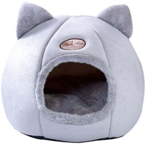 Cuccia per gatti 1 pezzo, cuccia morbida per gatti, nido per gatti, cuccia per animali domestici per gatti e cuccioli, sacco a pelo comodo e caldo (diametro M32 cm per meno di 3,5 kg, grigio) (1/4)