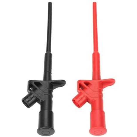 Clip per cavo multimetro, 2 pezzi P5004 Sonda di prova flessibile isolata ad alta tensione Gancio di prova professionale rapido Sonda staccabile Punta di prova multimetro Nero + Rosso (1/4)
