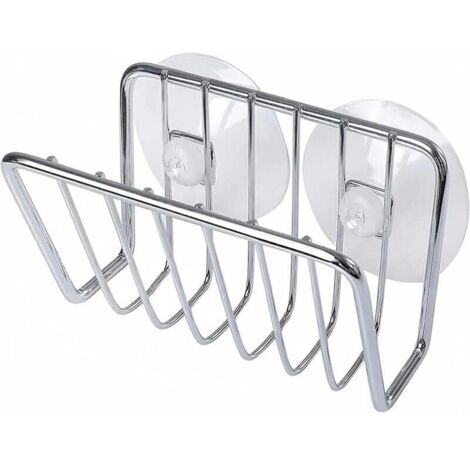 Porta spugna con ventosa in acciaio inox per lavello da cucina - Argento (1/4)