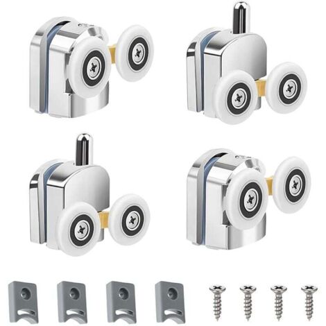 Rulli per porte doccia, confezione da 4, doppi rulli da 23 mm, resistenti e silenziosi, per porte in vetro spesse 4-6 mm (23 mm) (1/4)