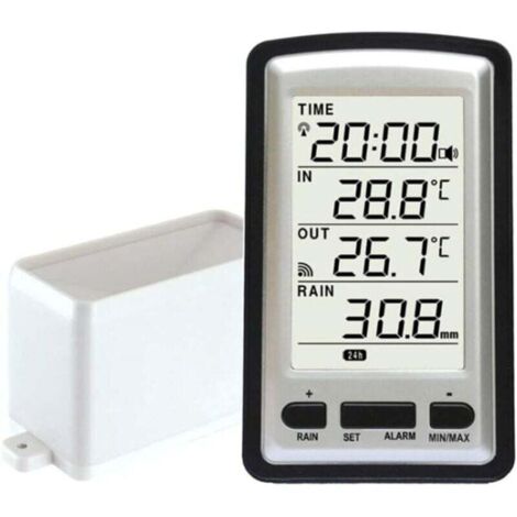 Elektronischer Regenmesser, Tragbarer Kabelloser Regenmesser, Hochpräziser Funkgesteuerter Digitaler Regenmesser, Regenmesser, Thermometer, Feuchtigkeitsmesser für Innen und Außen (1/4)