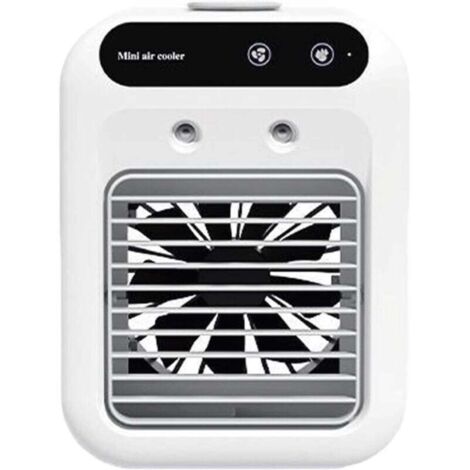 Condizionatore d'aria portatile 3 in 1, mini raffrescatore d'aria e umidificatore con 2 velocità, ricaricabile e silenzioso, per ufficio, camera da letto, scrivania, auto e stanze piccole (bianco) (1/4)