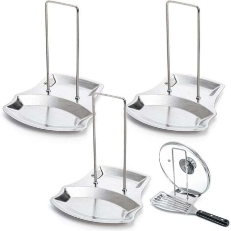3 pezzi portacoperchi per pentole, portacucchiai in acciaio inox per coperchi di pentole, pratici utensili da cucina per pentole e padelle (1/4)