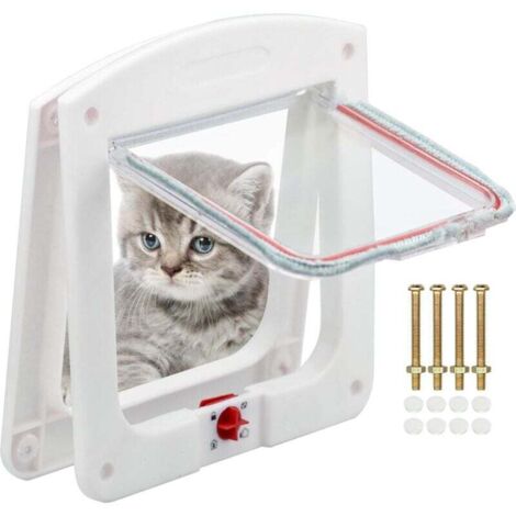 Gattaiola classica con chiusura a 4 vie, facile da installare, resistente per gatti, tunnel incluso, bianca 20 x 22 cm (1/4)