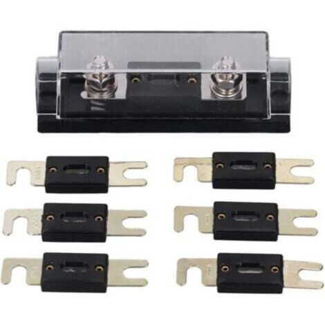 Portafusibile 250A 48V, superficie placcata in oro, coperchio trasparente, portafusibile in linea per auto e camper (1/4)