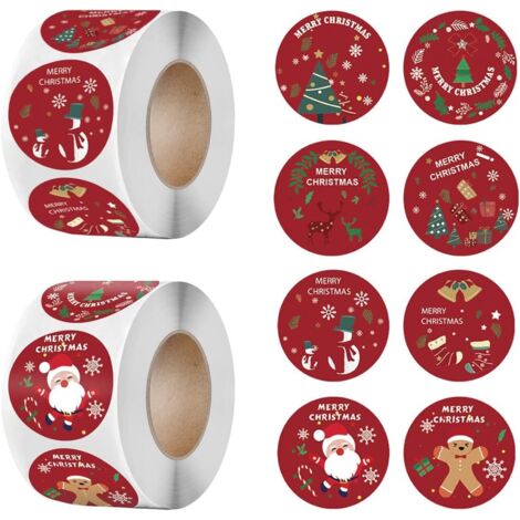 Christmas Gift Sticker 1000pcsLabels 1.5inch, with Christmas Tree, Santa Claus, Christmas Elk, Christmas Bell, Merry Christmas Stickers for Cards (1/4)