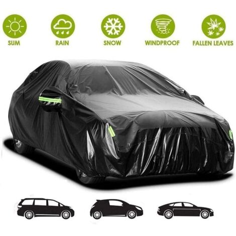 Bâche pour Voiture Exterieur Imperméable - Housse de Protection Étanche Couverture Voiture (4.9×1.8×1.5m) Noir (1/5)