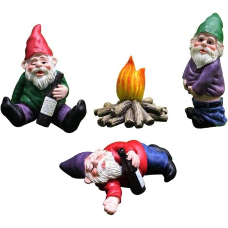 Gnome de jardin 4 pièces Gnome de jardin miniature Gnome de jardin Gnome de jardin Décoration humoristique Mini Statue de jardin (1/5)