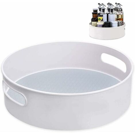 Plateau Tournant, Rangement épices ournant en Plastique pour épices Condiments Rangement de Cuisine, blanc (30 x 10 cm) (1/5)