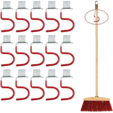 Ensemble de rangement pour outils de jardin en 15 pièces, crochets de rangement muraux pour garage, porte-balai et support pour outils de jardin, organisateur d'outils en métal. (1/4)