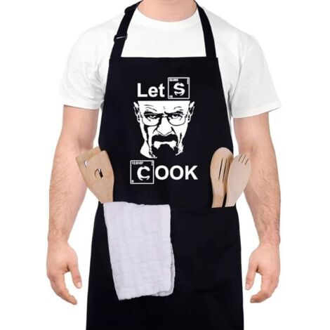 Tablier de chef imperméable et ajustable pour homme avec poches, cadeau créatif pour la fête des pères (70 cm x 80 cm), noir. (1/4)