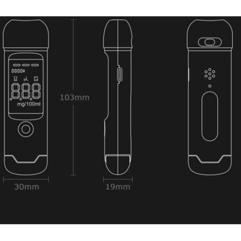 PEAKGEAR Éthylotest USB Rechargeable - Détecteur Alcool Précis LCD Bleu Sans Embouts
