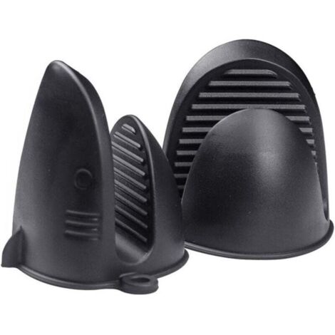 Gants de cuisine en silicone résistant à la chaleur, antidérapants et imperméables, parfaits pour cuisiner, faire des gâteaux et griller (noirs). (1/4)