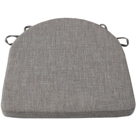 Coussin de chaise de salle à manger avec sangles et fond antidérapant, 42 x 42 x 3,8 cm, gris. (1/4)