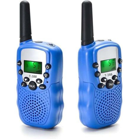 T-388 Mini radio bidirectionnelle pour enfants, convient aux garçons et aux filles, 22 canaux, fréquence FRS UHF 450-470 MHz - 1 paire (bleue) (1/4)