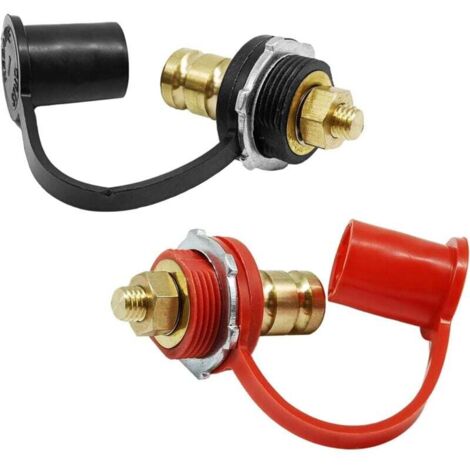 Deux bornes de chargeur de batterie, bornes de batterie entrelacées, goujons de 3/8 de pouce, bornes de batterie entrelacées de 250 A, compatibles avec les UTV, les VTT, les voitures, les VR, les bate
