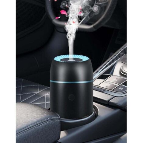 Diffuseur d'aromathérapie pour voiture, humidificateur portable USB de 100 ml avec lumières colorées, adapté aux petits espaces, maisons, bureaux et chambres (noir). (1/4)