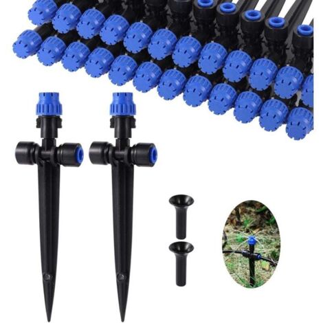 Ensemble de 12 projecteurs d'irrigation goutte à goutte avec flux d'eau réglable à 360 degrés, adapté au raccordement à des tuyaux de 1/4 de pouce et aux systèmes d'irrigation goutte à goutte de jardi (1/4)
