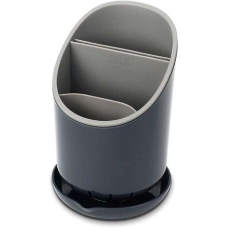 Égouttoir à vaisselle, étagère de rangement pour évier, porte-couverts et couteaux avec fonction d'égouttage - gris (1/4)
