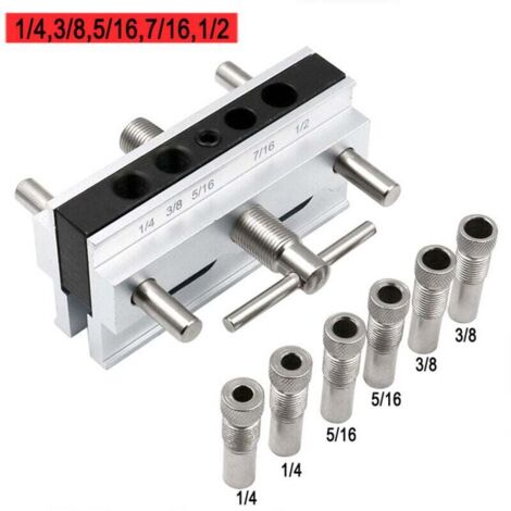 Serre-joints droits auto-centrants pour perceuses, outils de stratification pour le travail du bois, jeu de 6 manchons de guidage pour perceuses, accessoires de serrage pour outils électriques du trav (1/4)