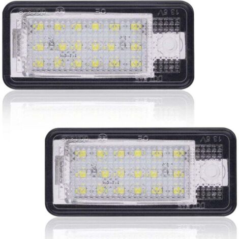 Ampoules LED ultra-lumineuses pour plaque d'immatriculation, lumière blanche xénon 6000K, 18 SMD, lot de 2, compatibles avec Audi A3 S3 A4 S4 A6 S6 C6 A8 S8 Q7 RS4 RS6 (1/4)