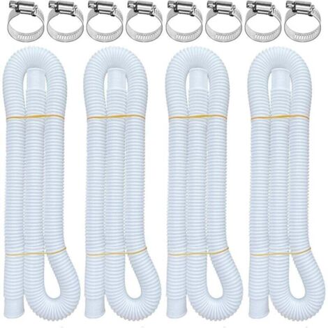 Tuyaux de piscine au niveau du sol, paquet de 4, 1,25 pouces x 59 pouces (3,2 x 150 cm), compatibles avec les pompes de filtration Intex 607 et 637, avec 8 colliers de serrage métalliques. (1/4)