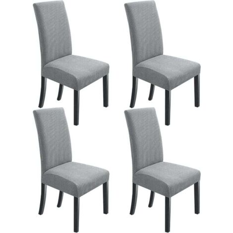 Lot de 4 housses élastiques pour chaise haute, gris clair (1/4)