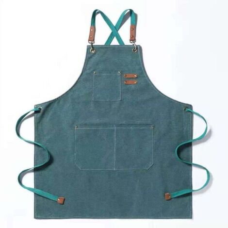Tablier de chef, tablier de jardin en toile de coton, avec grandes poches, unisexe, tablier de cuisine durable et ajustable. (1/4)