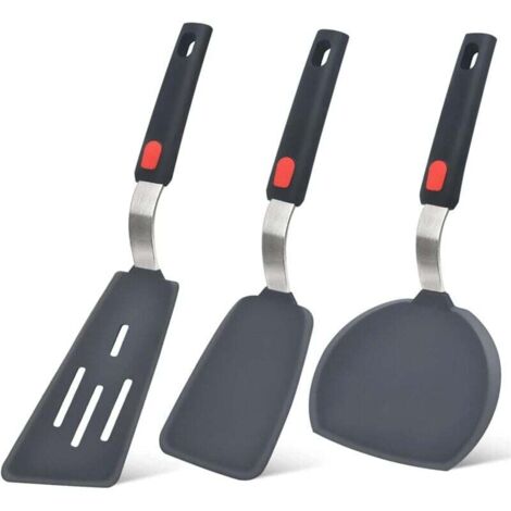 Cette spatule en silicone résistante à la chaleur est conçue pour les poêles antiadhésives, est sans BPA et peut être utilisée pour faire frire des œufs, des crêpes, du poisson et des hamburgers. (1/4)