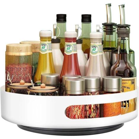 Plateau rotatif en acier inoxydable, porte-épices, plateau rotatif à 360°, convient aux cuisines, salles de bains et chambres, facile à nettoyer, 25x25x5 cm. (1/4)
