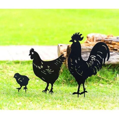 Décorations de jardin en métal pour l'extérieur, statues de poussins en métal, décorations pour jardin, pelouses, allées, trottoirs, terrasses - style rétro européen