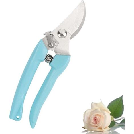Sécateur manuel de jardin, sécateur robuste, adapté à la taille des fleurs, des branches et des feuilles (bleu clair). (1/4)