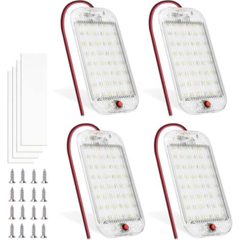 48 unités d'éclairage intérieur LED, bande LED blanche ultra-lumineuse, DC12V-85V, 800 lumens, avec interrupteur, plafonnier LED universel, convient pour le camping, les camions/bateaux/fourgonnettes/ (1/4)