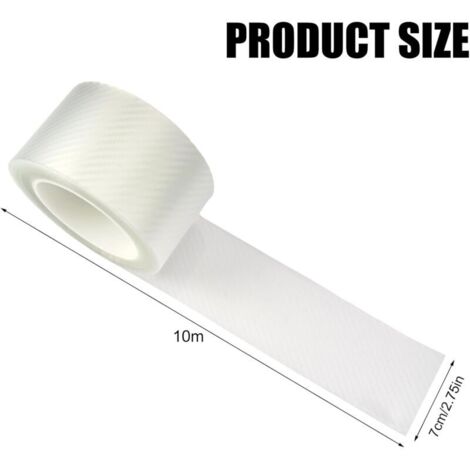 Protection Seuil De Porte Voiture 10cm X 3m - Bande Autocollante Transparent Fibre Carbone - Anti-Rayures