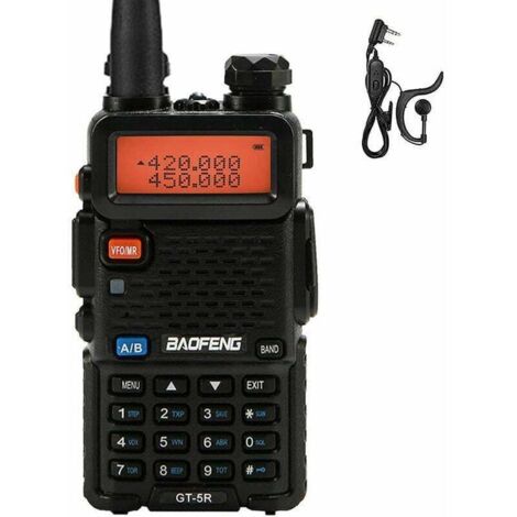Radio-talkie-walkie FM Baofeng UV-5R à double écran, 400-520 MHz, 5 W, rechargeable, double canal, avec écouteurs, noir, prise européenne