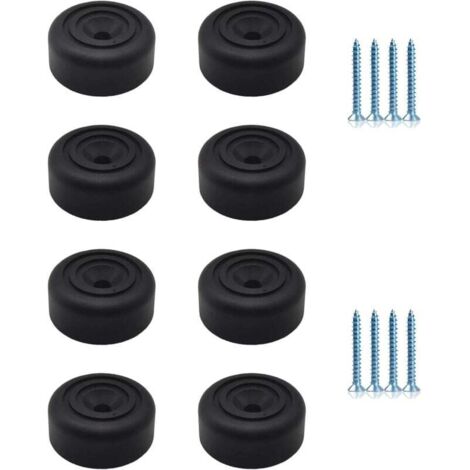 Pieds de meubles noirs, ensemble de 8 pièces, pieds de meubles ronds, 33 mm de diamètre x 13 mm de hauteur, pieds de meubles en plastique, pieds de canapé avec 8 vis, conviennent aux armoires, canapés (1/4)