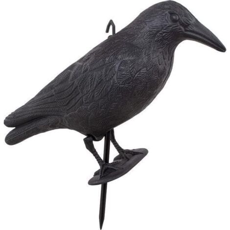 Corbeau Noir, Répulsif Pigeons en Plastique, Corbeau Assis 1X Corbeau - Répulsif Oiseaux & Balcony Decoration, Naturel Antiparasitaire Protection Repousser, Effrayeur d'oiseaux, Épouvantail (1/5)