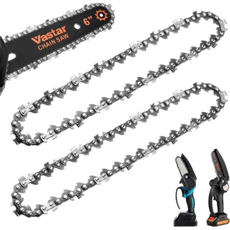 2pcs chaînes de remplacement pour 6 pouces mini tronçonneuse electrique, chaine tronconneuse 37 maillons d'entraînement, Pas de 1/4", Coupe Effective 15cm