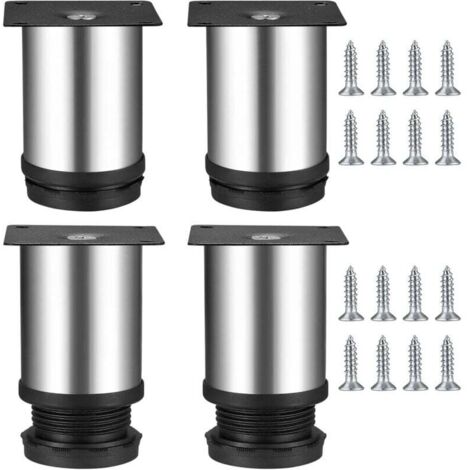 4 Pieds de Meuble de Cuisine Réglables en Acier Inoxydable 50 x 80 mm Ronds (1/4)