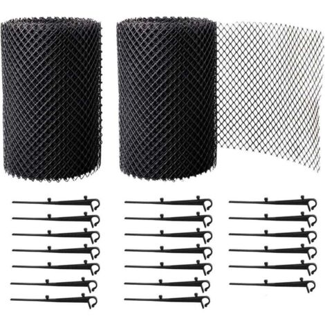 Grilles De Protection Gouttière 2 Rouleaux 16m Pp Anti Feuilles Avec 20 Crochets 18cm Largeur (1/4)