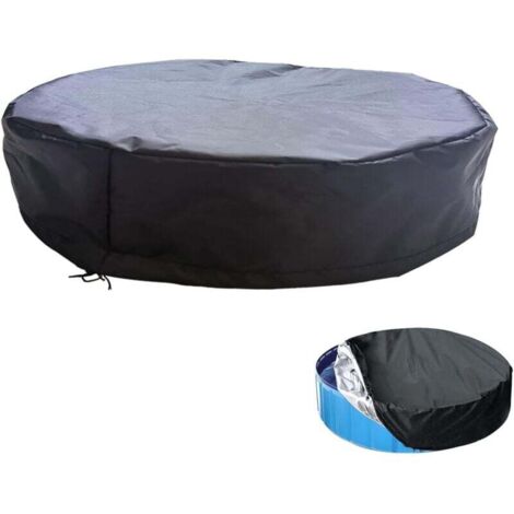 Bâche de Protection Imperméable pour Piscine Tubulaire Ronde Résistante à la Poussière Noir 245 x 20 cm (1/4)