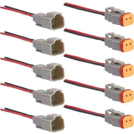 Ensemble 5 Paires Connecteurs Imperméables 2 Pôles Mâle Femelle 16AWG pour Automobile Moto Bateau (1/4)