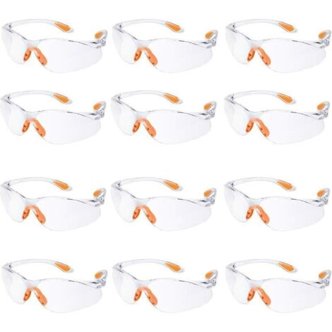 Lot de 12 Lunettes de Sécurité Transparentes Anti-Rayures avec Nez en Caoutchouc pour Chantier (1/4)