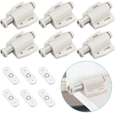 6 Pcs Loquet Magnétique Fermeture Douce Porte Placard Tiroir Cabinet Cuisine Salle de Bain Blanc (1/4)