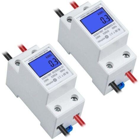 Compteur Électrique Monophasé 5-80A 230V 50Hz Numérique Écran LCD 2 Pôles Rail DIN (1/4)