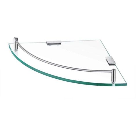 Étagère Murale d'Angle en Verre Trempé pour Salle de Bain avec Porte-Serviettes Acier Inoxydable (1/4)