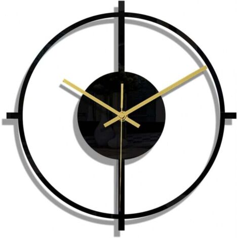 Horloge Murale Rond Noir Design Moderne Silencieuse Décorative Bureau Salon Chambre (1/4)
