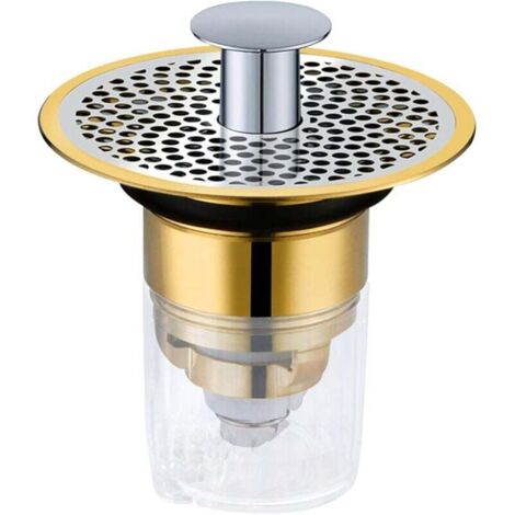 Bonde Lavabo Universel 34-37mm avec Plaque Filtre et Tamis Anti-Bouchage pour Évier Salle de Bain