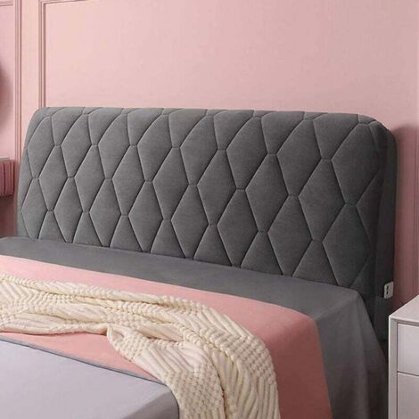 Housse Tête De Lit 160cm Extensible Protection Anti-Poussière pour Lit Rembourré Tissu Gris